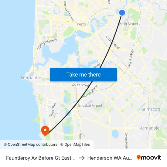 Fauntleroy Av Before Gt Eastern Hwy to Henderson WA Australia map