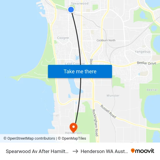 Spearwood Av After Hamilton Rd to Henderson WA Australia map