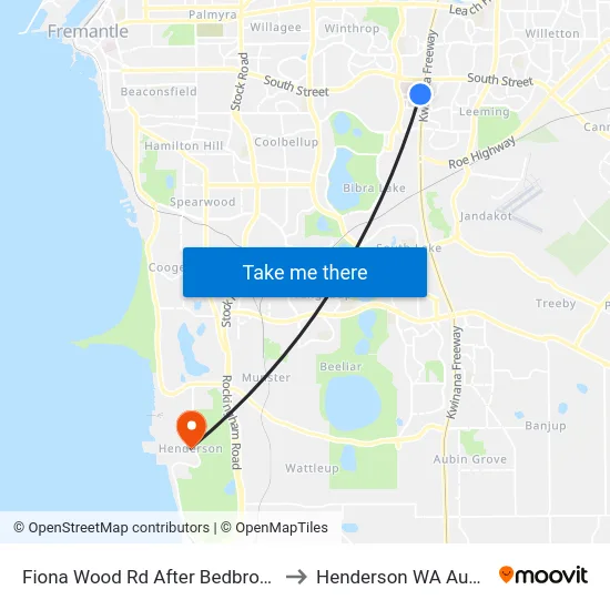 Fiona Wood Rd After Bedbrook Row to Henderson WA Australia map