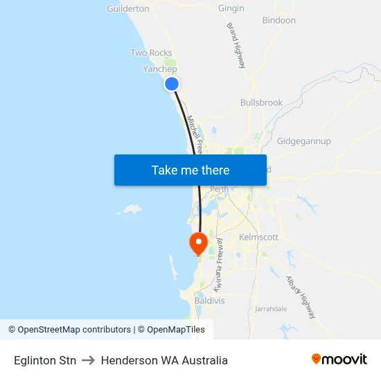 Eglinton Stn to Henderson WA Australia map