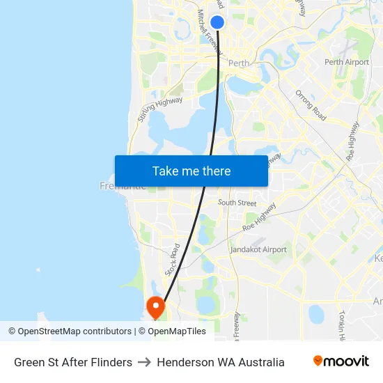 Green St After Flinders to Henderson WA Australia map