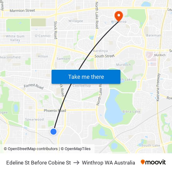 Edeline St Before Cobine St to Winthrop WA Australia map