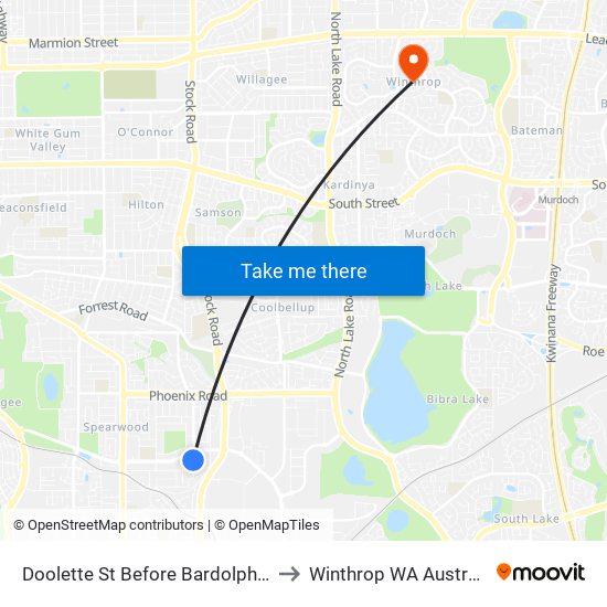 Doolette St Before Bardolph Rd to Winthrop WA Australia map