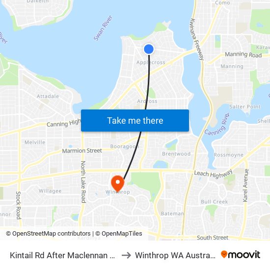 Kintail Rd After Maclennan Rd to Winthrop WA Australia map