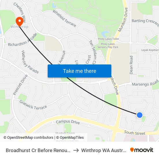 Broadhurst Cr Before Renou Wy to Winthrop WA Australia map