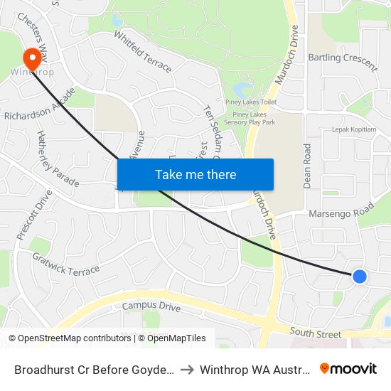 Broadhurst Cr Before Goyder Pl to Winthrop WA Australia map