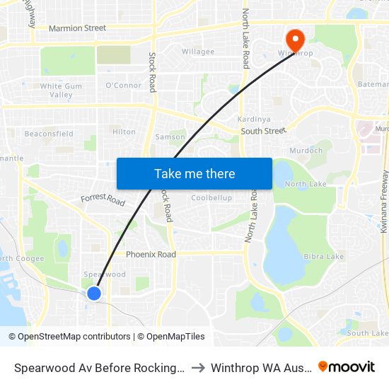 Spearwood Av Before Rockingham Rd to Winthrop WA Australia map