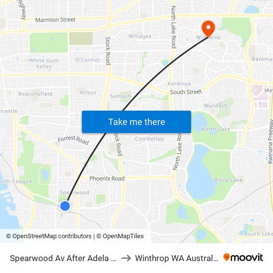 Spearwood Av After Adela Pl to Winthrop WA Australia map