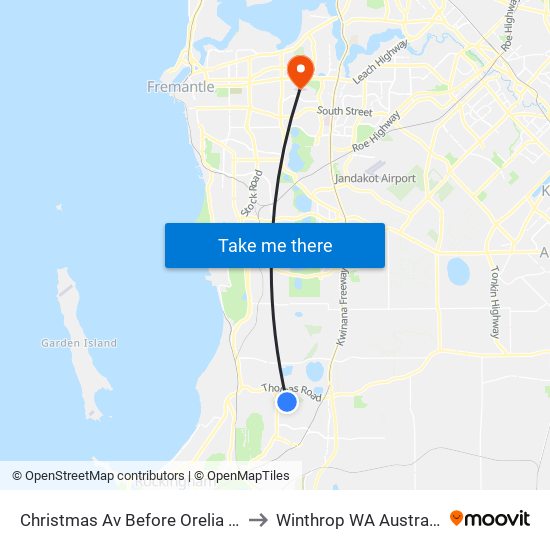 Christmas Av Before Orelia Av to Winthrop WA Australia map