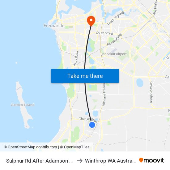 Sulphur Rd After Adamson Rd to Winthrop WA Australia map