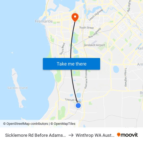 Sicklemore Rd Before Adamson Rd to Winthrop WA Australia map