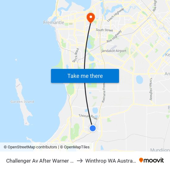 Challenger Av After Warner Rd to Winthrop WA Australia map