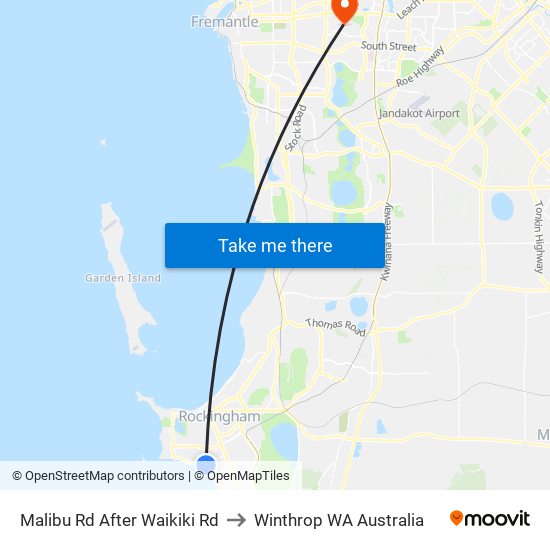 Malibu Rd After Waikiki Rd to Winthrop WA Australia map