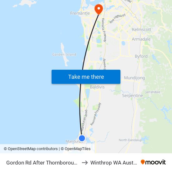 Gordon Rd After Thornborough Rd to Winthrop WA Australia map