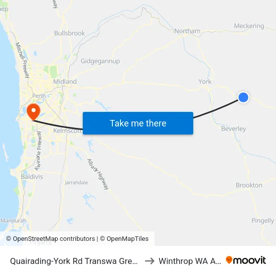 Quairading-York Rd Transwa Greenhills Turnoff to Winthrop WA Australia map