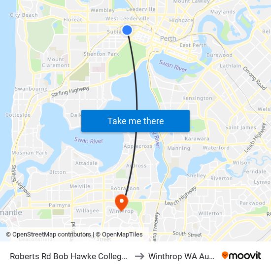 Roberts Rd Bob Hawke College Stand 3 to Winthrop WA Australia map