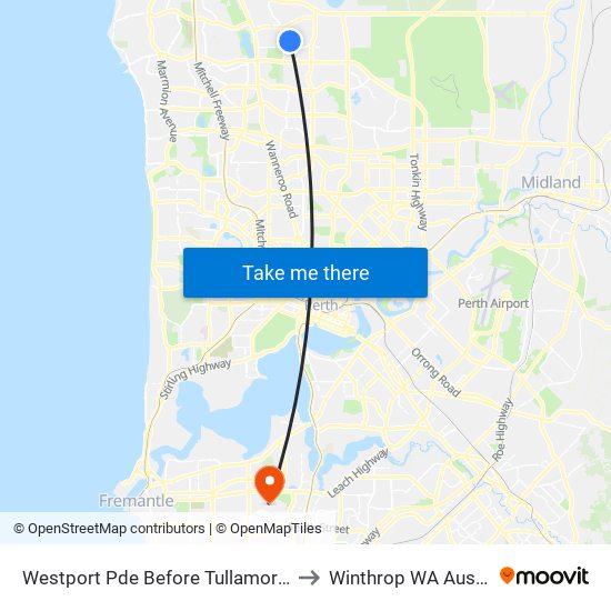 Westport Pde Before Tullamore Drive to Winthrop WA Australia map