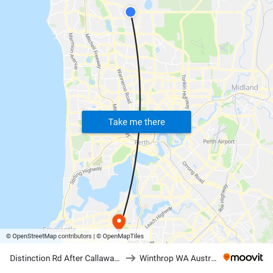 Distinction Rd After Callaway St to Winthrop WA Australia map