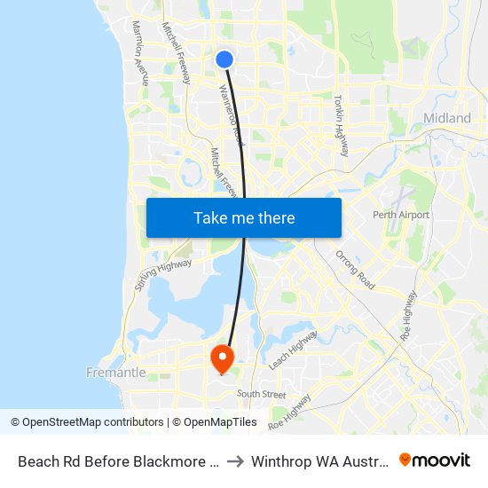 Beach Rd Before Blackmore Ave to Winthrop WA Australia map