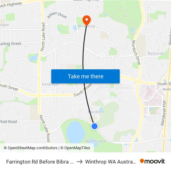 Farrington Rd Before Bibra Dr to Winthrop WA Australia map