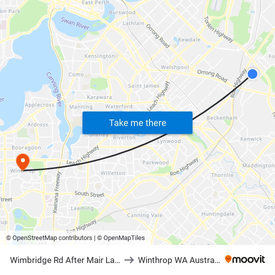 Wimbridge Rd After Mair Lane to Winthrop WA Australia map