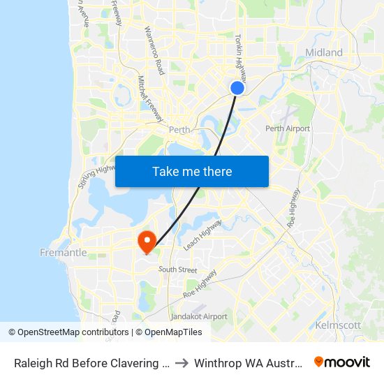 Raleigh Rd Before Clavering Rd to Winthrop WA Australia map