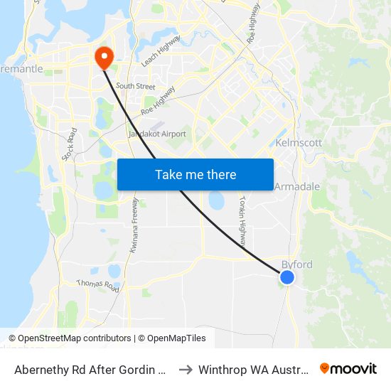 Abernethy Rd After Gordin Way to Winthrop WA Australia map