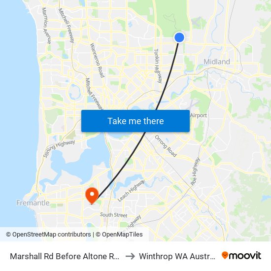 Marshall Rd Before Altone Road to Winthrop WA Australia map