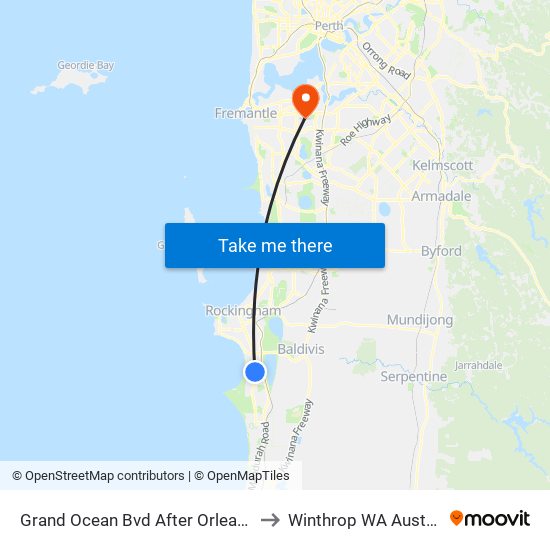 Grand Ocean Bvd After Orleans Dr to Winthrop WA Australia map