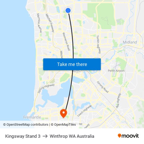 Kingsway   Stand 3 to Winthrop WA Australia map