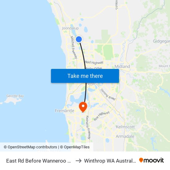 East Rd Before Wanneroo Rd to Winthrop WA Australia map