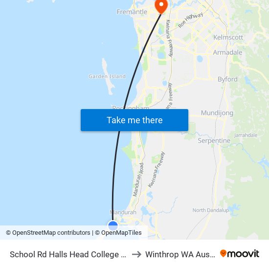 School Rd Halls Head College Stand 3 to Winthrop WA Australia map