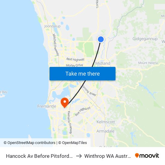 Hancock Av Before Pitsford CH to Winthrop WA Australia map
