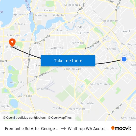 Fremantle Rd After George St to Winthrop WA Australia map