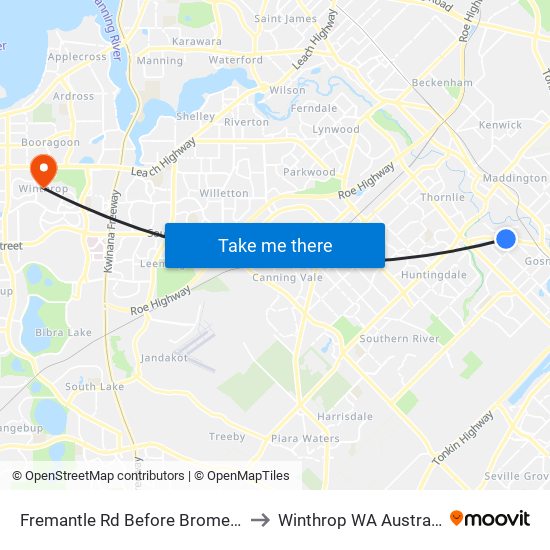 Fremantle Rd Before Brome St to Winthrop WA Australia map