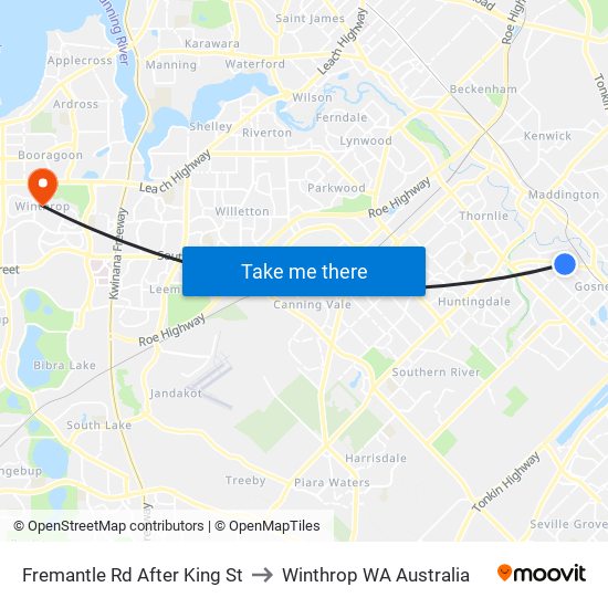 Fremantle Rd After King St to Winthrop WA Australia map