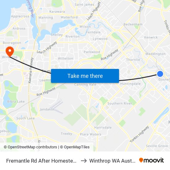 Fremantle Rd After Homestead Rd to Winthrop WA Australia map