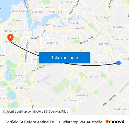 Corfield St Before Astinal Dr to Winthrop WA Australia map