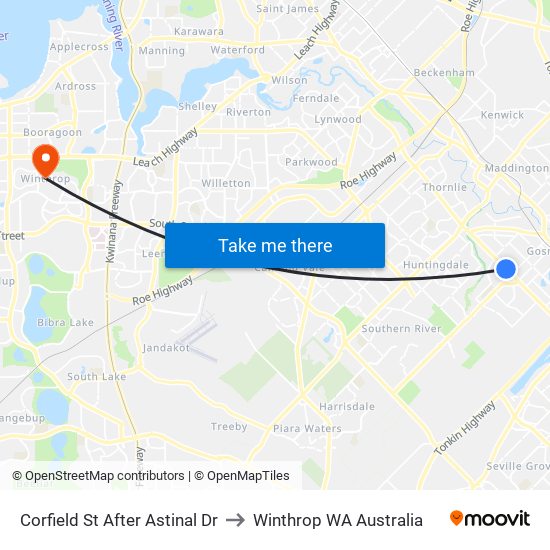 Corfield St After Astinal Dr to Winthrop WA Australia map