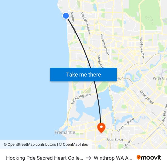 Hocking Pde Sacred Heart College Stand 3 to Winthrop WA Australia map