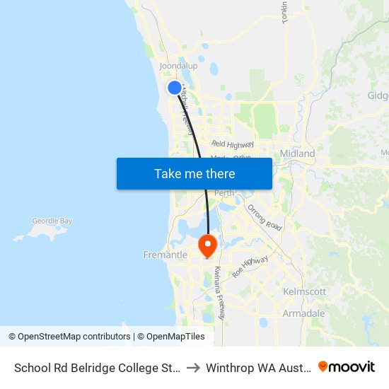 School Rd Belridge College Stand 3 to Winthrop WA Australia map