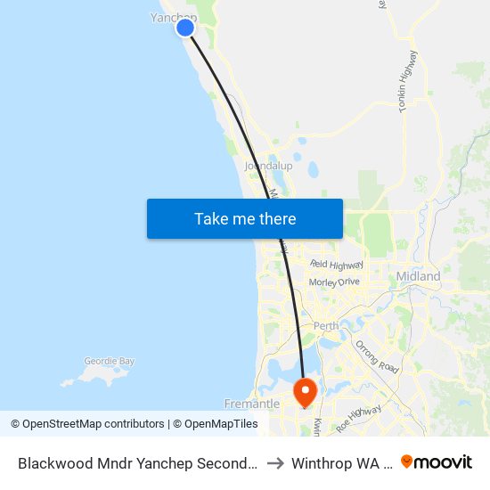 Blackwood Mndr Yanchep Secondary College Stand 2 to Winthrop WA Australia map