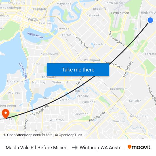 Maida Vale Rd Before Milner Rd to Winthrop WA Australia map