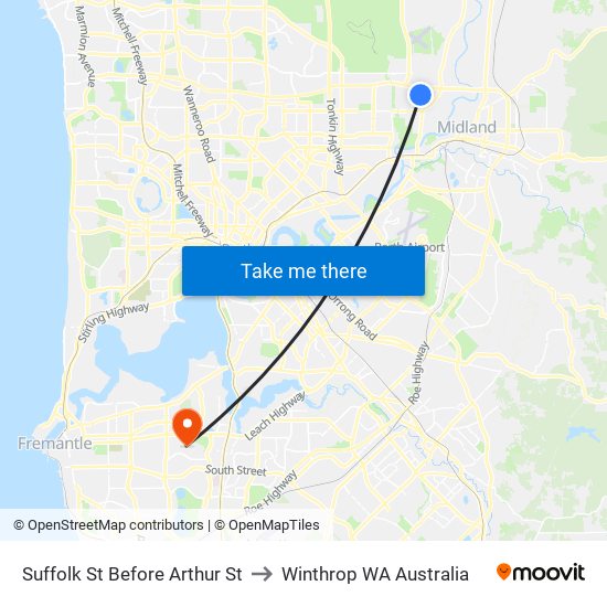 Suffolk St Before Arthur St to Winthrop WA Australia map