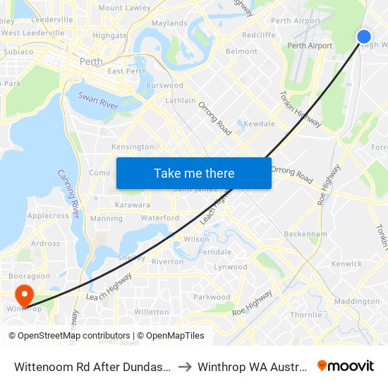 Wittenoom Rd After Dundas Rd to Winthrop WA Australia map