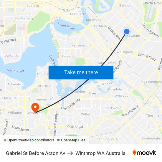 Gabriel St Before Acton Av to Winthrop WA Australia map