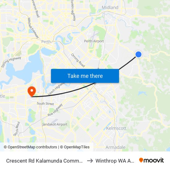 Crescent Rd Kalamunda Community Centre to Winthrop WA Australia map