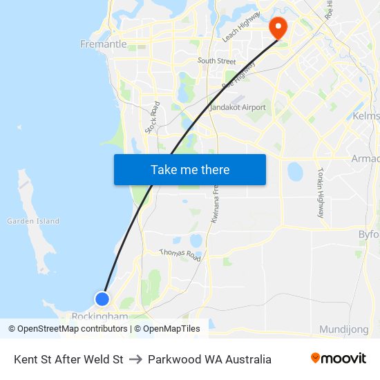 Kent St After Weld St to Parkwood WA Australia map