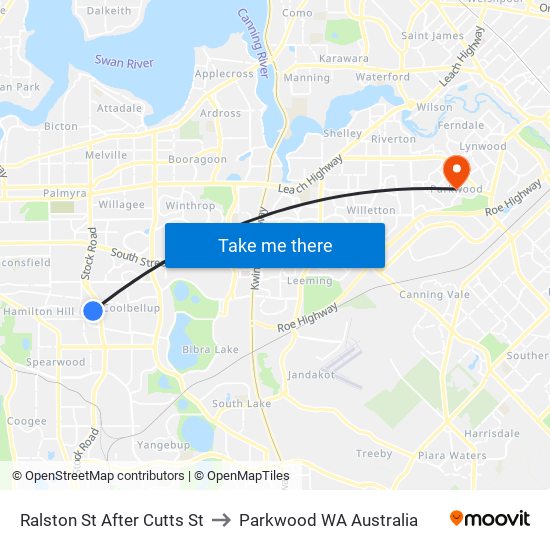 Ralston St After Cutts St to Parkwood WA Australia map