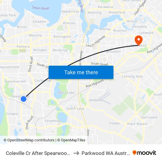 Coleville Cr After Spearwood Av to Parkwood WA Australia map